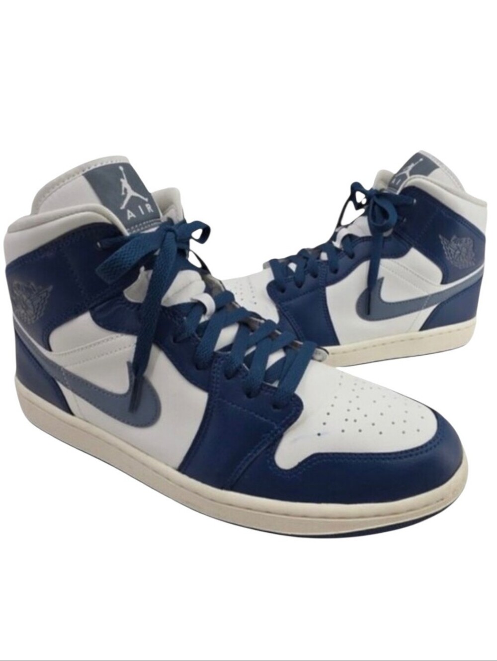 Nike Air Jordan 1 Mid Shoes French Blue Sail Ozone Blue Men's Size 10.5